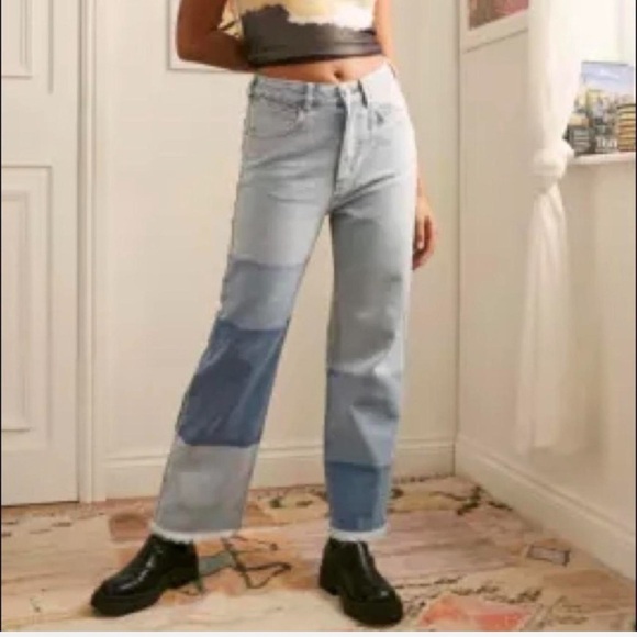 Billabong Wrangler collar Light Blue Denim Jeans patchwork size 31 - Picture 15 of 15